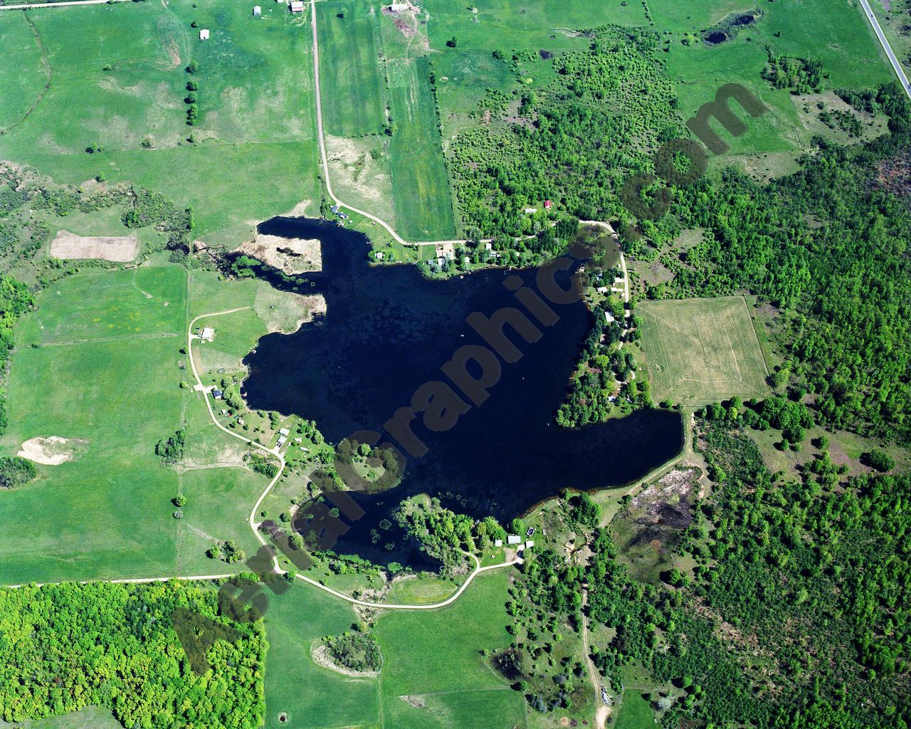 Aerial image of [5855] Lake Maloy in Osceola, MI with Canvas Wrap frame