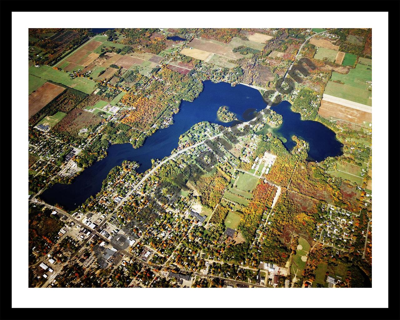 Aerial image of [5857] Maple Lake in Van Buren, MI with Black Metal frame