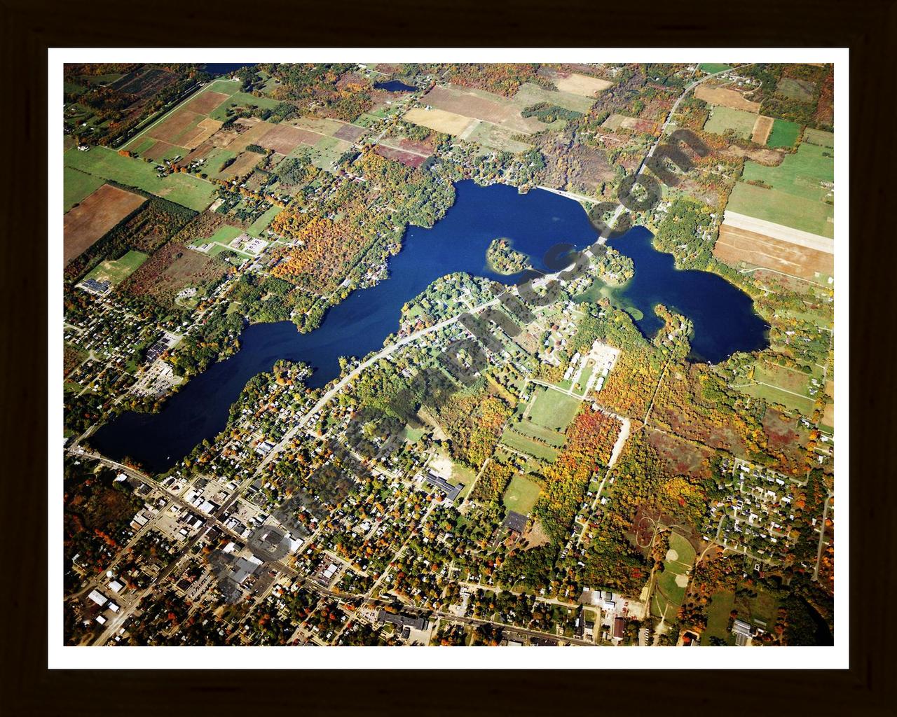 Aerial image of [5857] Maple Lake in Van Buren, MI with Black Wood frame