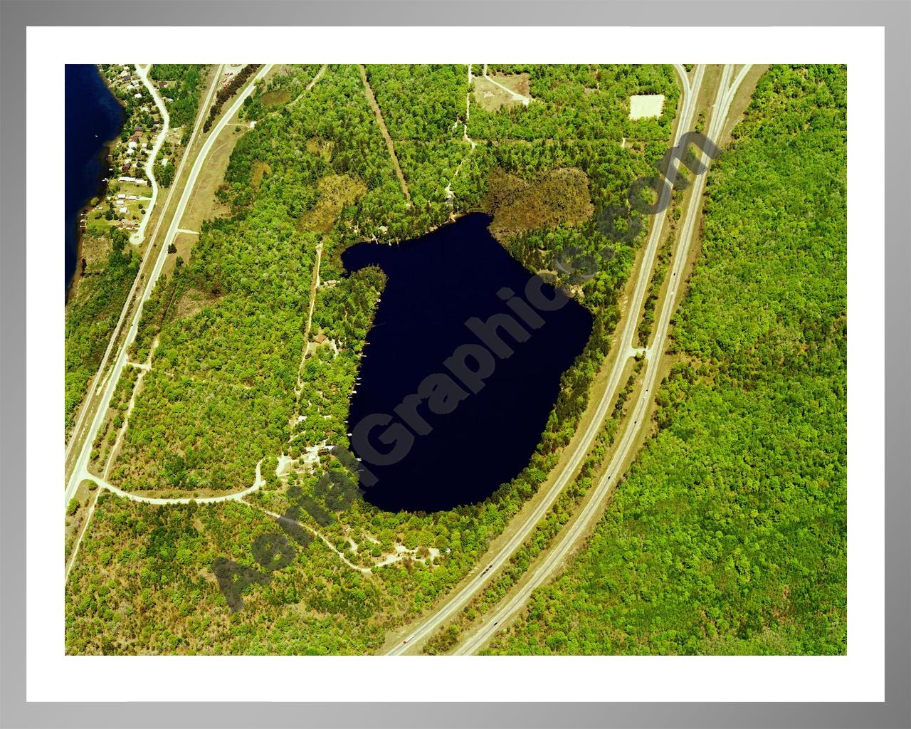 Aerial image of [5859] Lake Marjory in Otsego, MI with Silver Metal frame