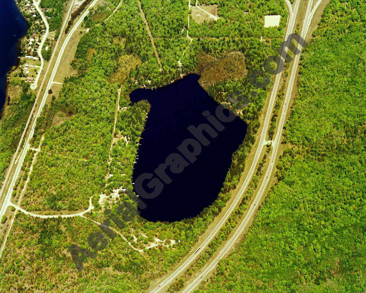 Aerial image of [5859] Lake Marjory in Otsego, MI with Canvas Wrap frame