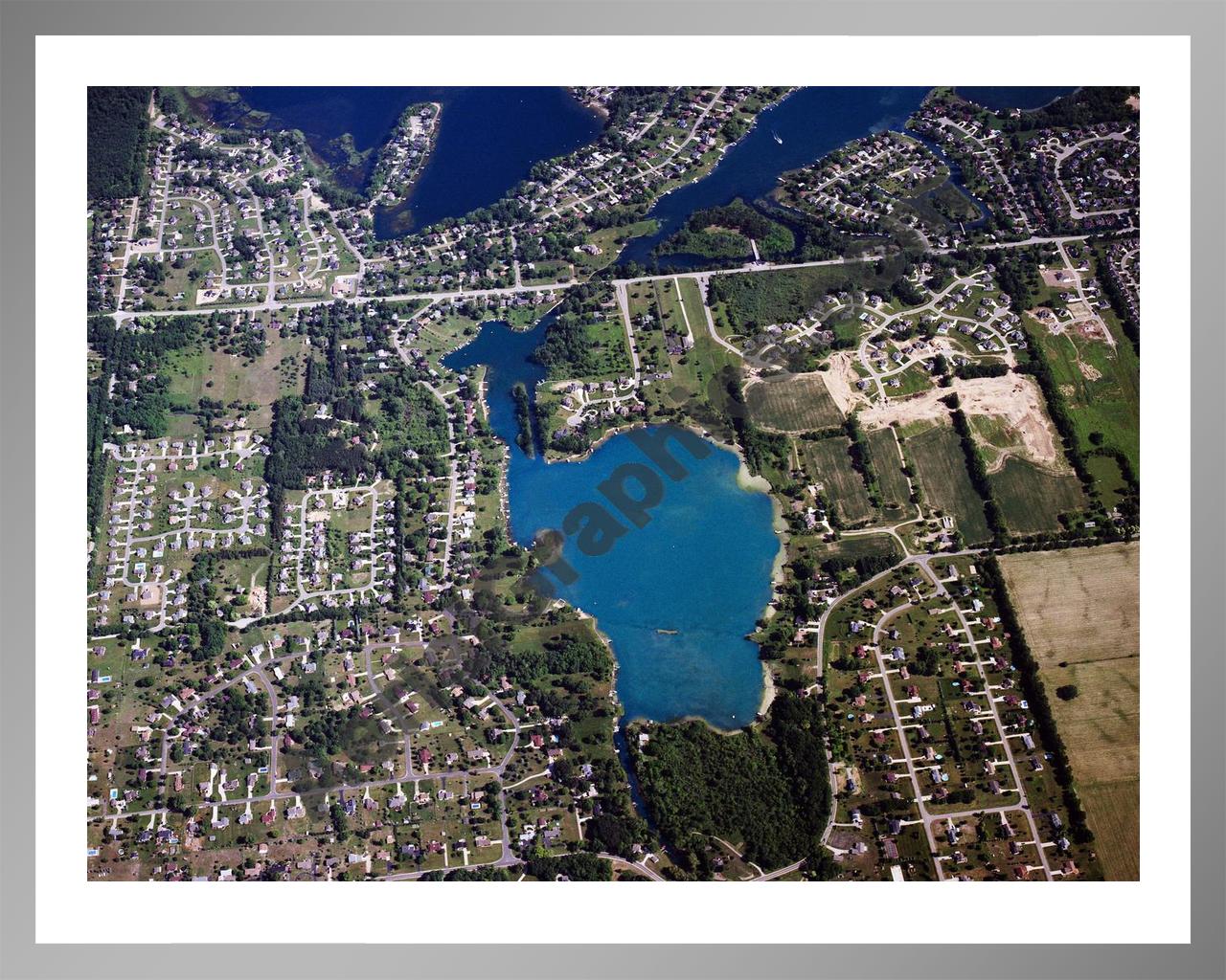 Aerial image of [5860] Marl Lake in Genesee, MI with Silver Metal frame