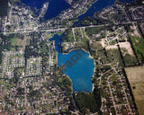 Aerial image of [5860] Marl Lake in Genesee, MI with Canvas Wrap frame