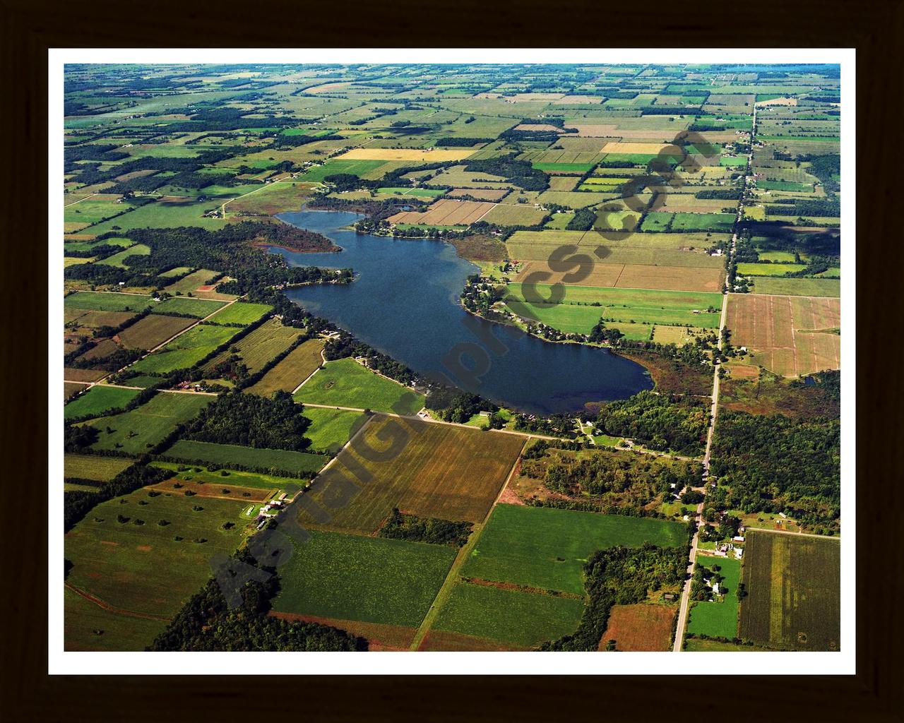 Aerial image of [5861] Matteson Lake in Branch, MI with Black Wood frame