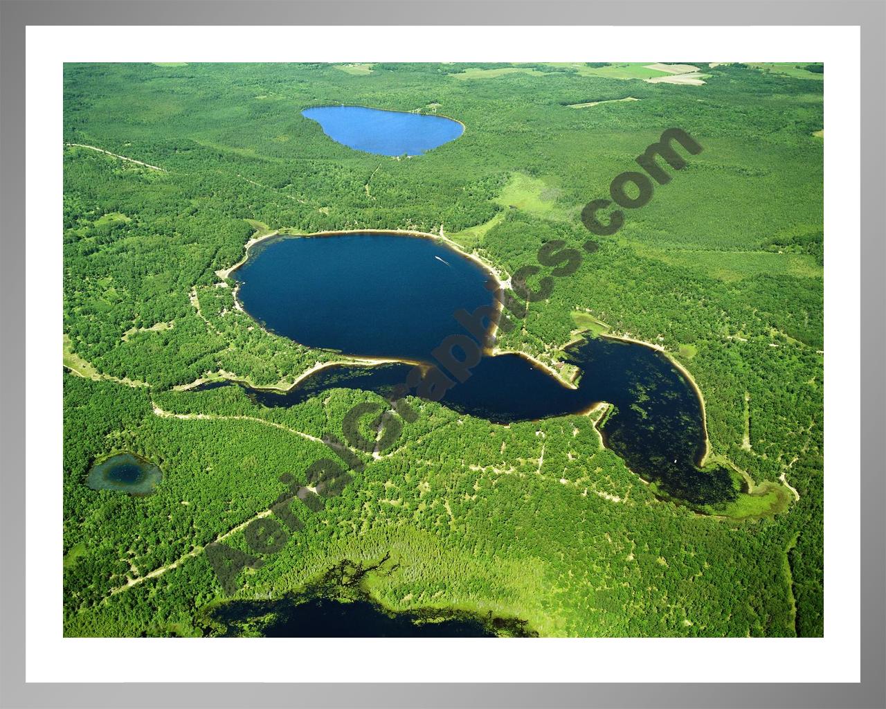 Aerial image of [5862] Lake May in Presque Isle, MI with Silver Metal frame