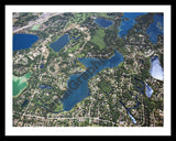 Aerial image of [5863] Upper Long Lake in Oakland, MI with Black Metal frame