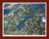 Aerial image of [5863] Upper Long Lake in Oakland, MI with Cherry Wood frame