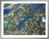 Aerial image of [5863] Upper Long Lake in Oakland, MI with Silver Metal frame