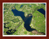 Aerial image of [5864] Upper Long Lake in Oakland, MI with Cherry Wood frame