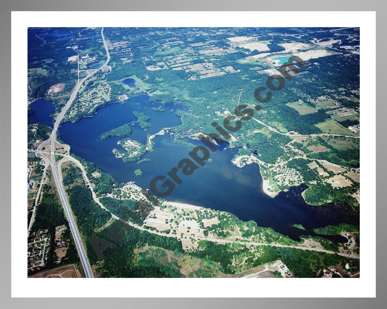 Aerial image of [5866] Kent Lake in Oakland, MI with Silver Metal frame