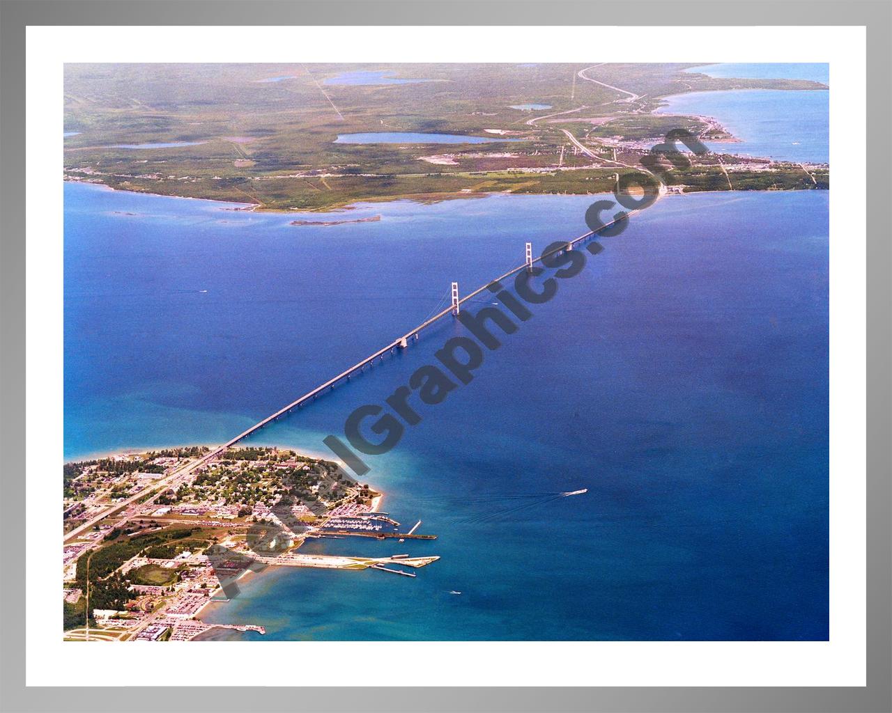 Aerial image of [5867] Mackinac Bridge in Mackinac, MI with Silver Metal frame