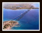 Aerial image of [5867] Mackinac Bridge in Mackinac, MI with Black Wood frame