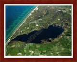 Aerial image of [5869] Bar Lake in Manistee, MI with Cherry Wood frame