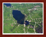 Aerial image of [5872] Arnold Lake in Clare, MI with Cherry Wood frame