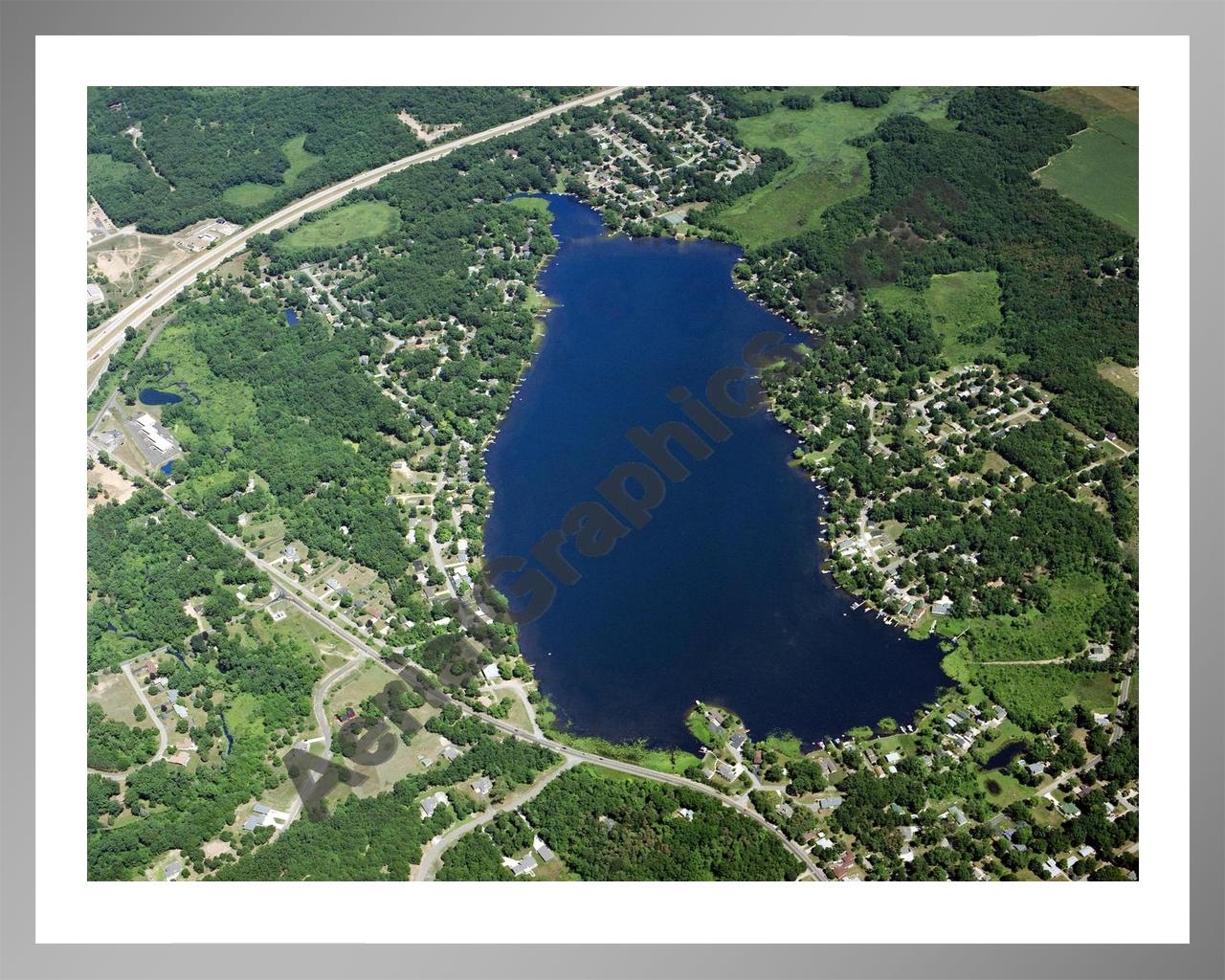 Aerial image of [5876] Beadle Lake in Calhoun, MI with Silver Metal frame