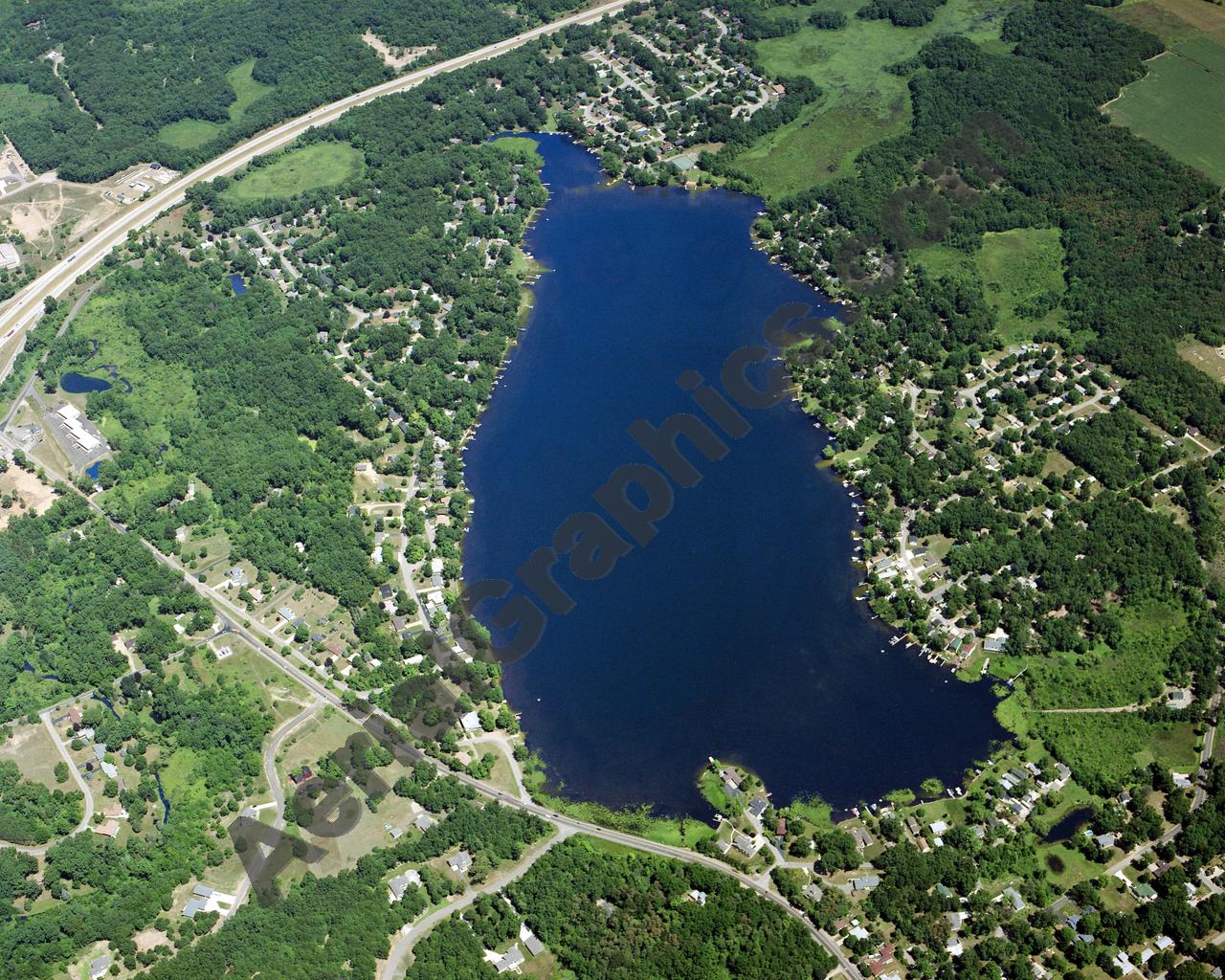 Aerial image of [5876] Beadle Lake in Calhoun, MI with Canvas Wrap frame