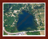 Aerial image of [5879] Buck Lake in Livingston, MI with Cherry Wood frame