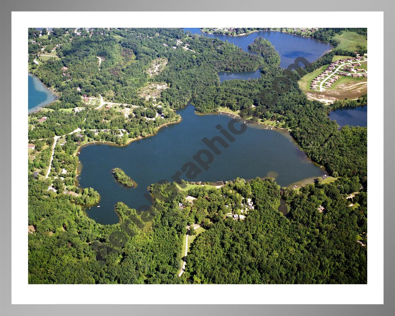 Aerial image of [5880] Sandy Bottom Lake in Livingston, MI with Silver Metal frame