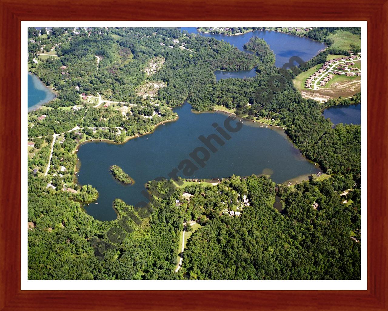 Aerial image of [5880] Sandy Bottom Lake in Livingston, MI with Cherry Wood frame