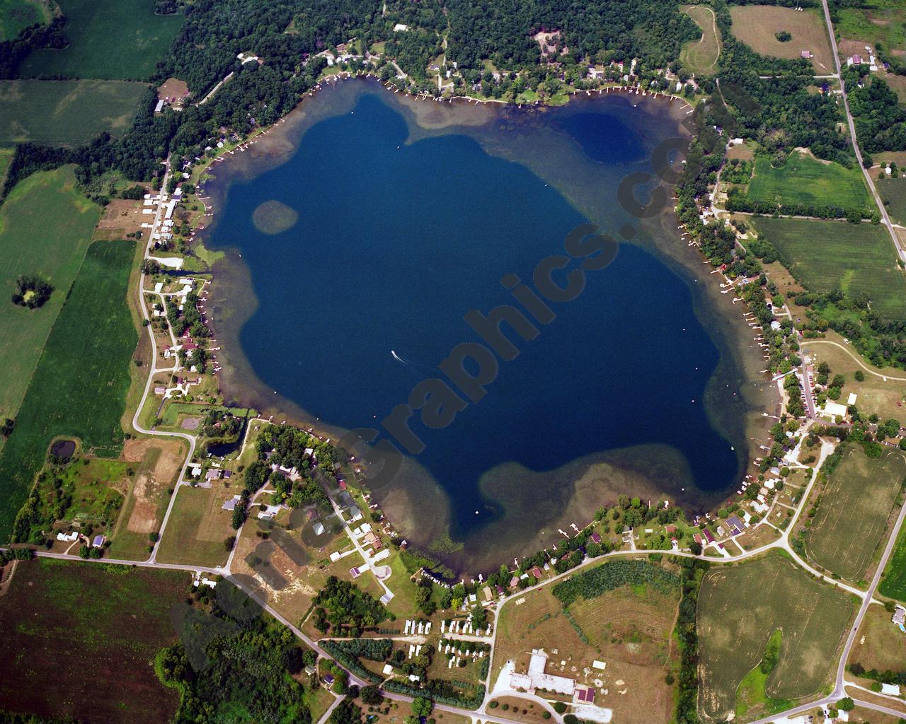 Aerial image of [5881] Pretty Lake in LaGrange, In with Canvas Wrap frame