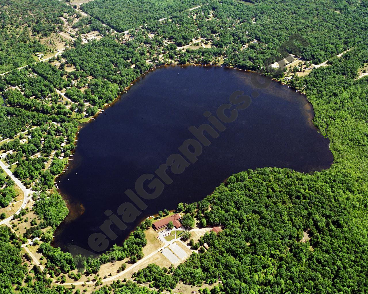 Aerial image of [5885] Robinson Lake in Newaygo, MI with Canvas Wrap frame