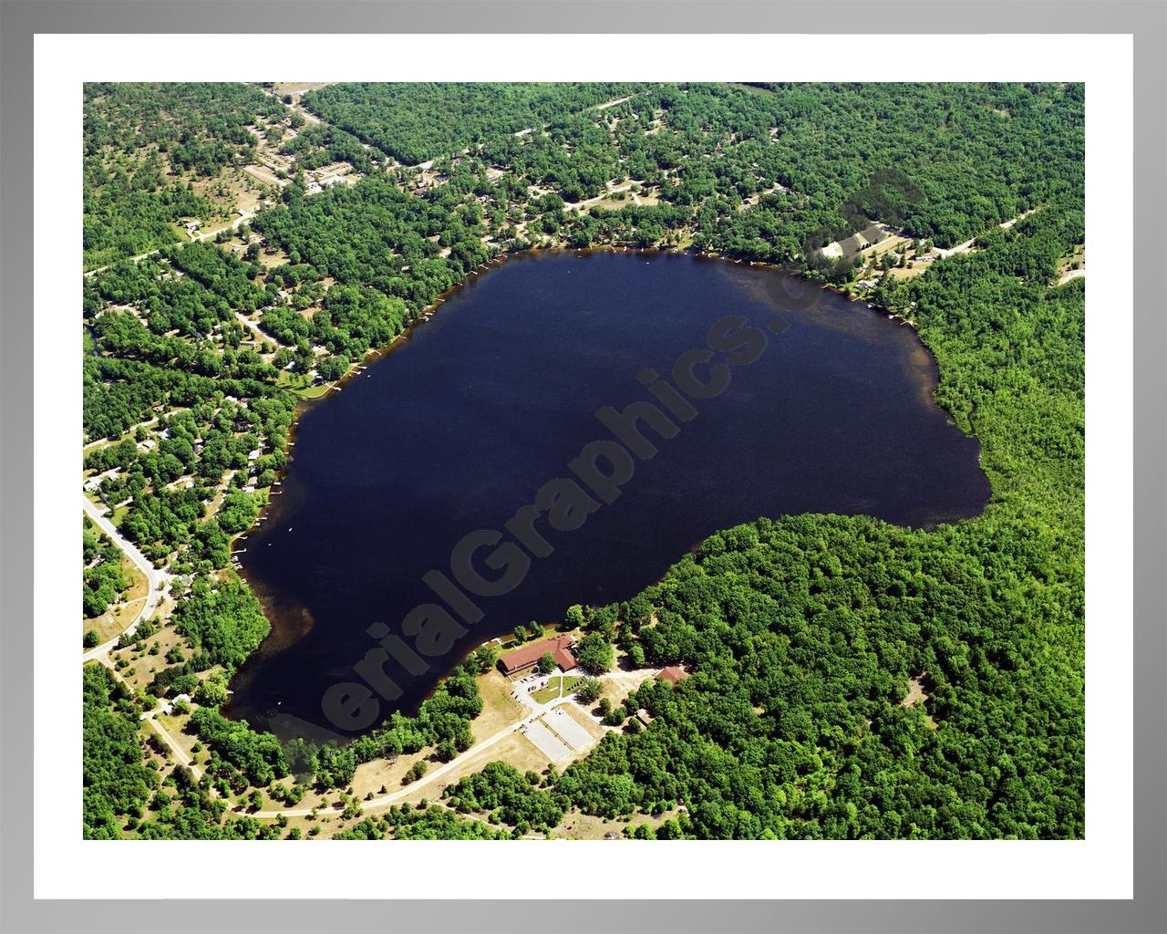 Aerial image of [5885] Robinson Lake in Newaygo, MI with Silver Metal frame