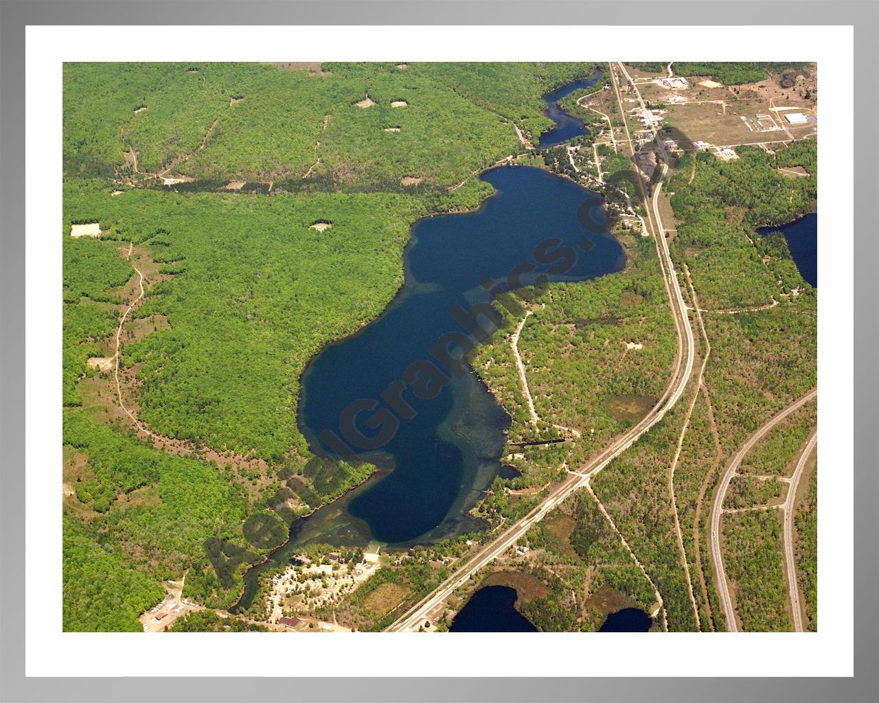 Aerial image of [5886] Big Bradford Lake in Otsego, MI with Silver Metal frame