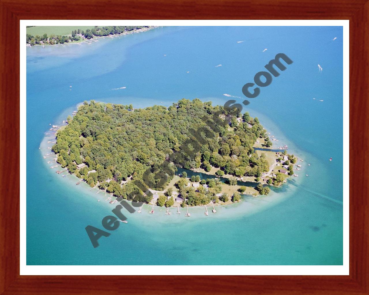 Aerial image of [5887] Diamond Lake Island in Cass, Mi with Cherry Wood frame