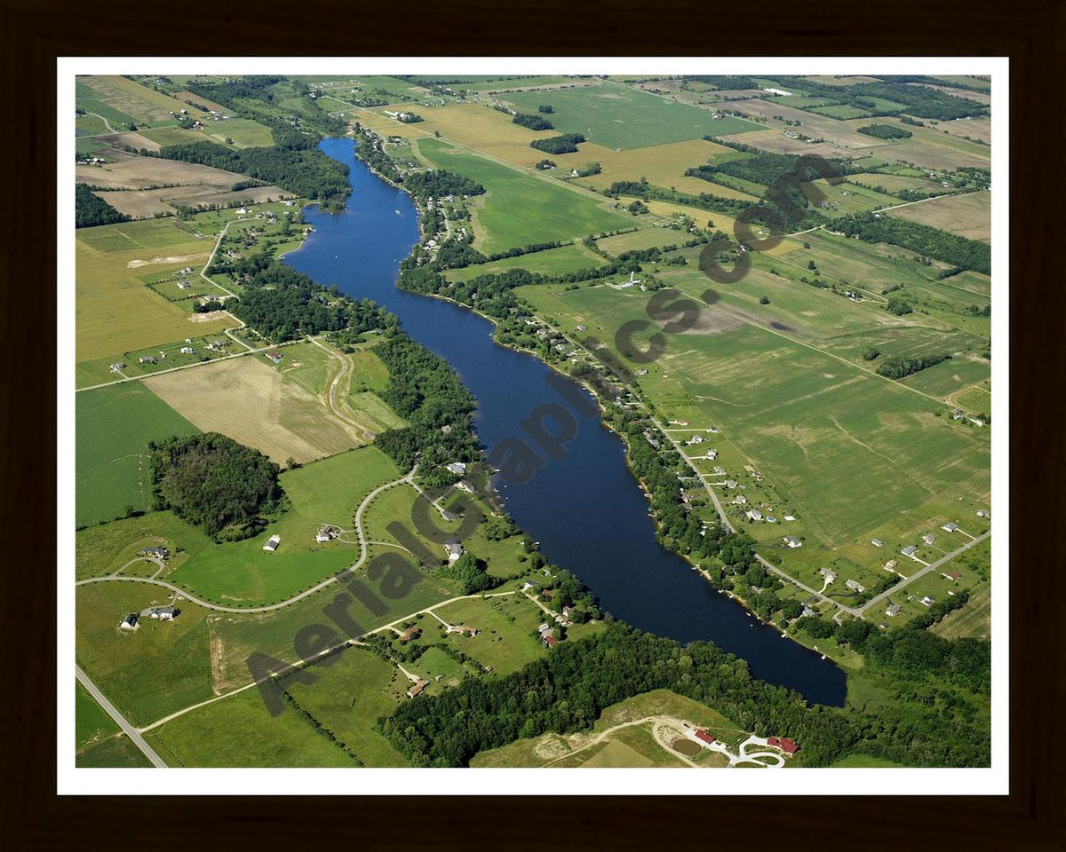 Aerial image of [5888] Duncan Lake in Barry, MI with Black Wood frame