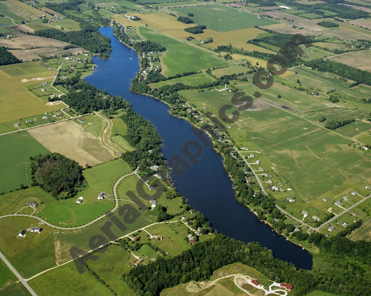 Aerial image of [5888] Duncan Lake in Barry, MI with Canvas Wrap frame