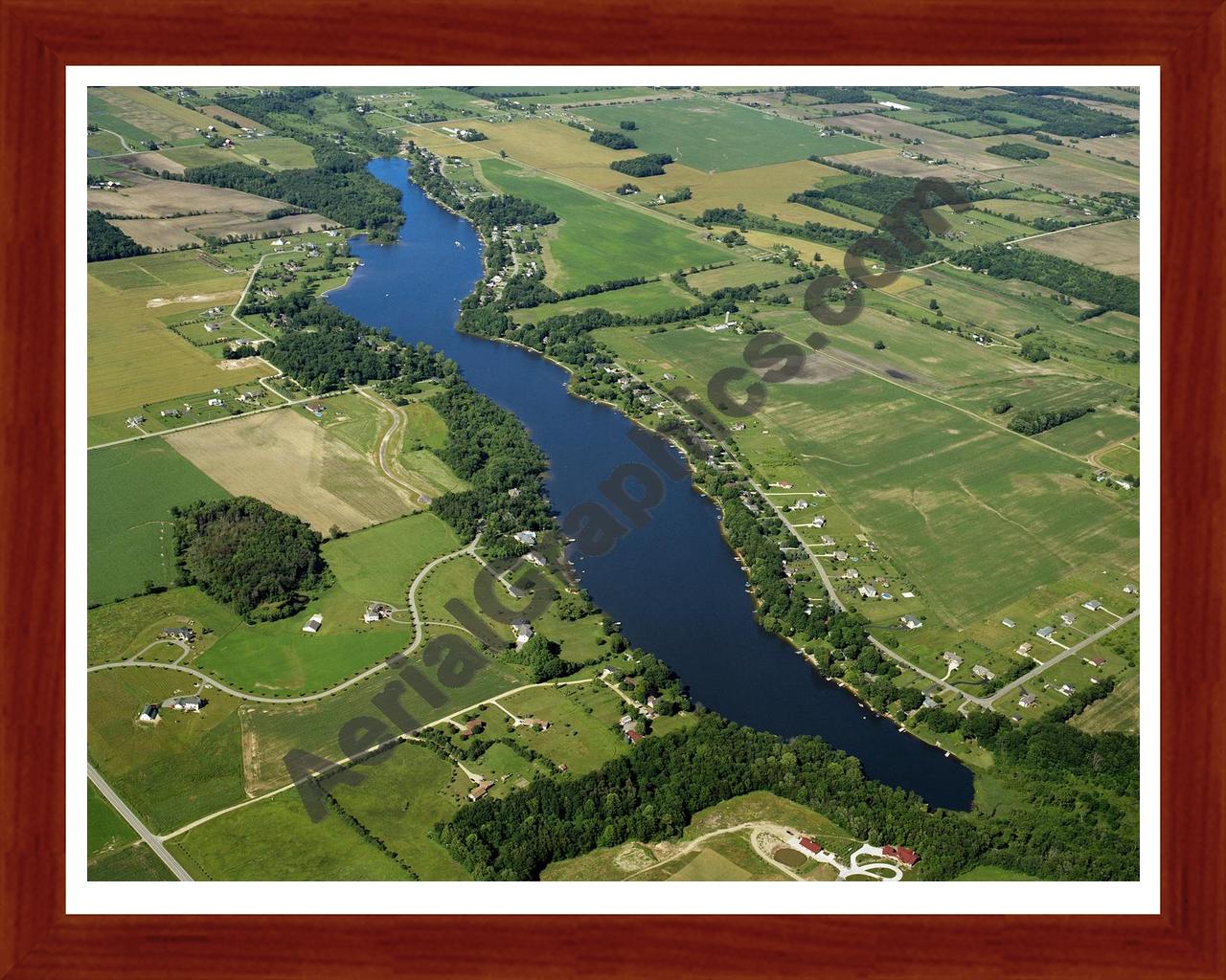 Aerial image of [5888] Duncan Lake in Barry, MI with Cherry Wood frame