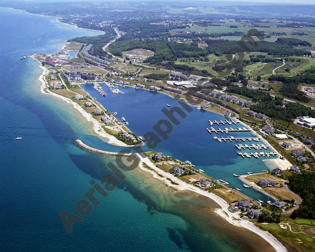 Aerial image of [5890] Bay Harbor Marina in Emmet, Mi with No frame