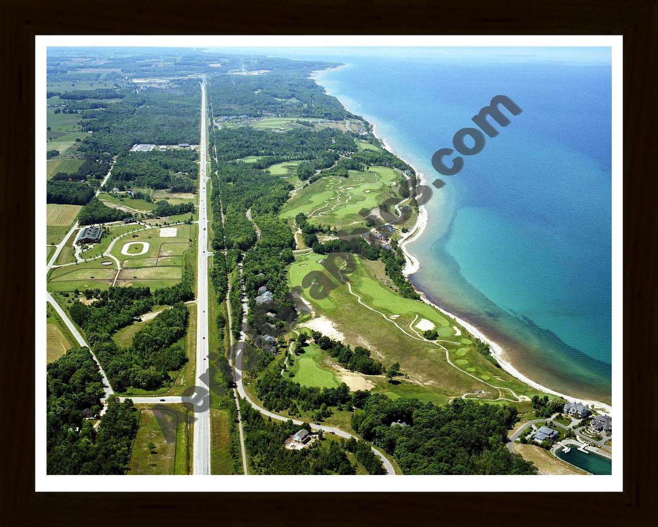 Aerial image of [5892] Bay Harbor Golf Club (Looking West) in Emmet, Mi with Black Wood frame