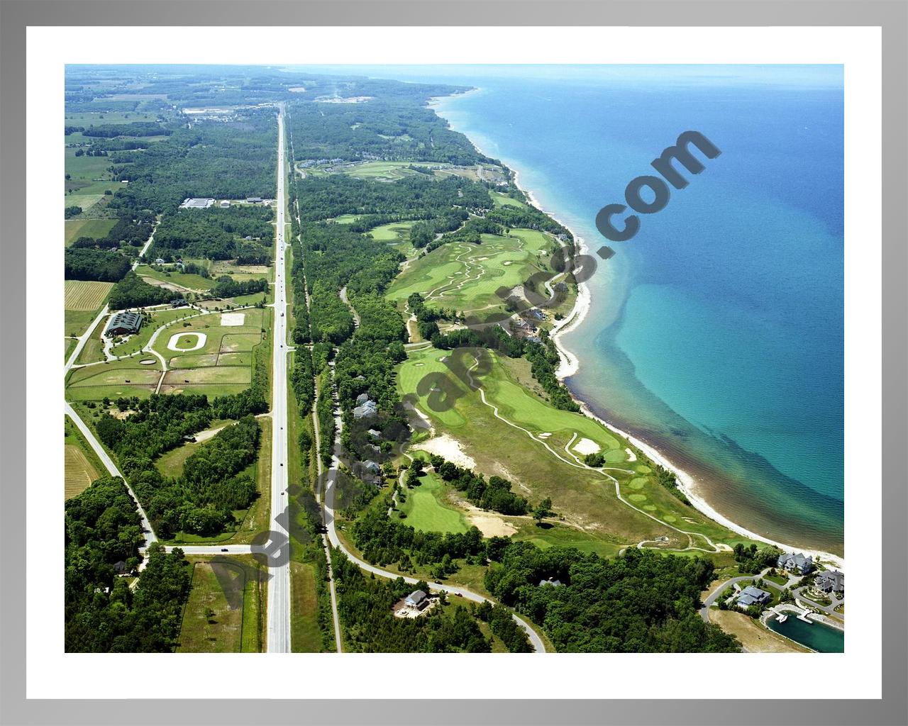 Aerial image of [5892] Bay Harbor Golf Club (Looking West) in Emmet, Mi with Silver Metal frame