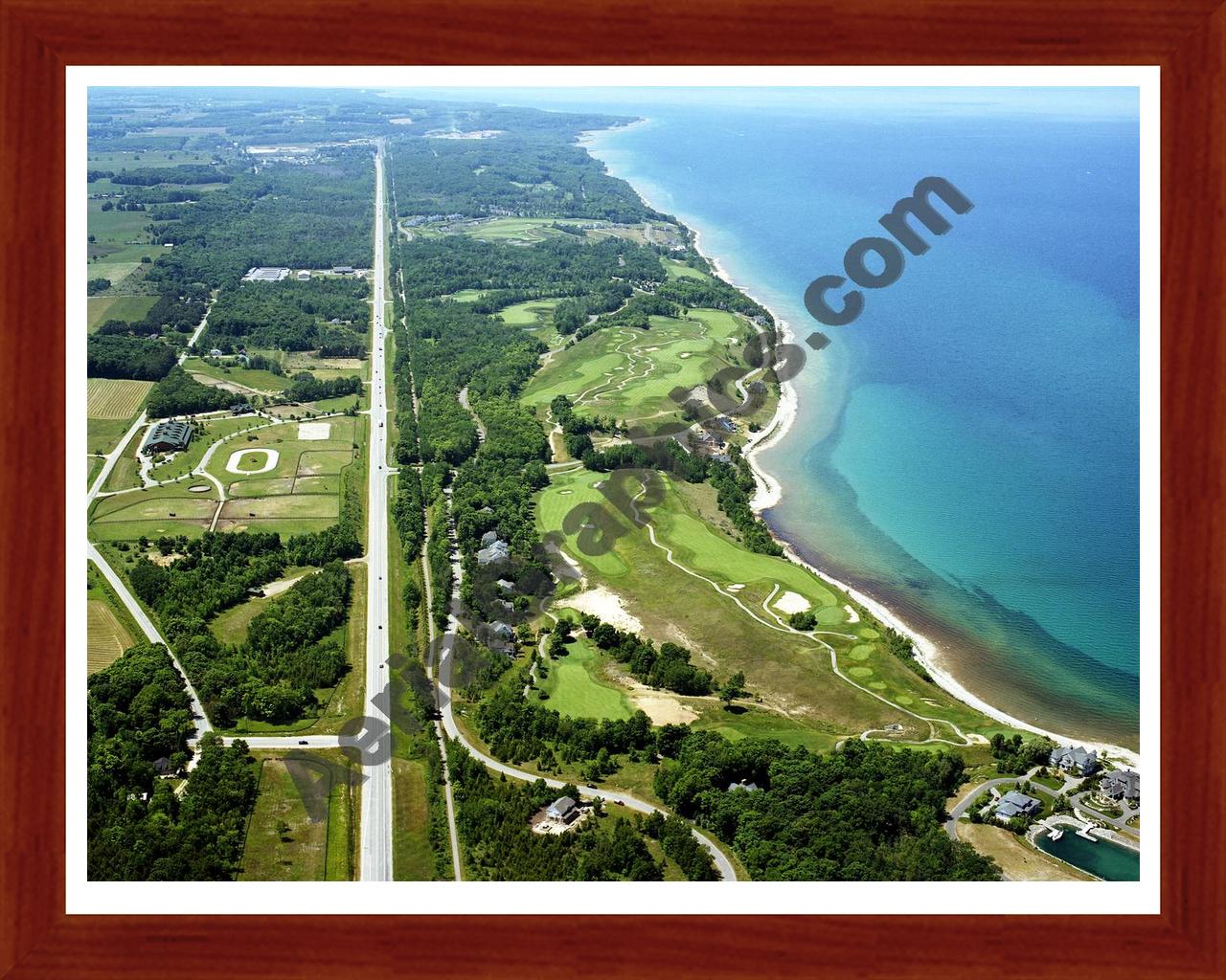 Aerial image of [5892] Bay Harbor Golf Club (Looking West) in Emmet, Mi with Cherry Wood frame