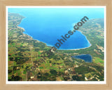 Aerial image of [5894] Little Traverse Bay in Emmet, Mi with Natural Wood frame