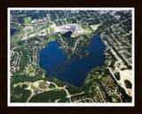 Aerial image of [5895] Brighton Lake in Livingston, Mi with Black Wood frame