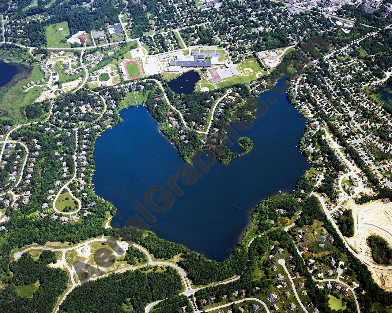 Aerial image of [5895] Brighton Lake in Livingston, Mi with Canvas Wrap frame