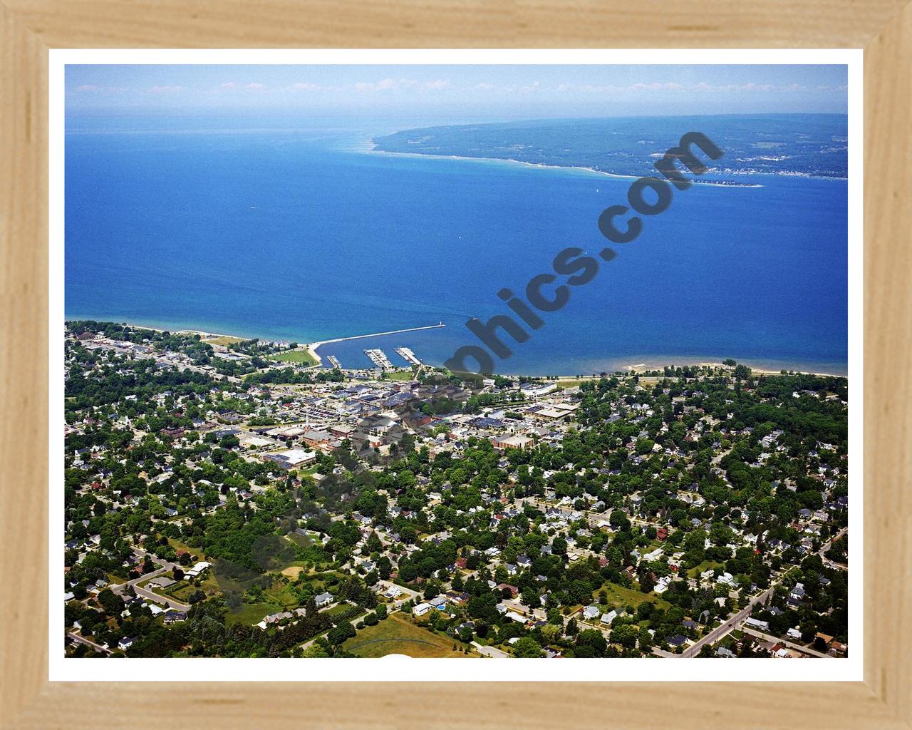 Aerial image of [5898] Petoskey in Emmet, Mi with Natural Wood frame