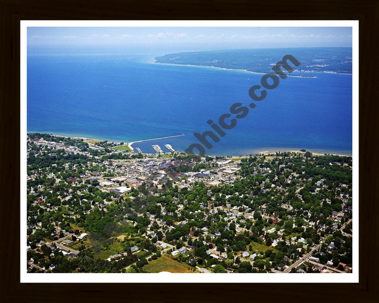 Aerial image of [5898] Petoskey in Emmet, Mi with Black Wood frame