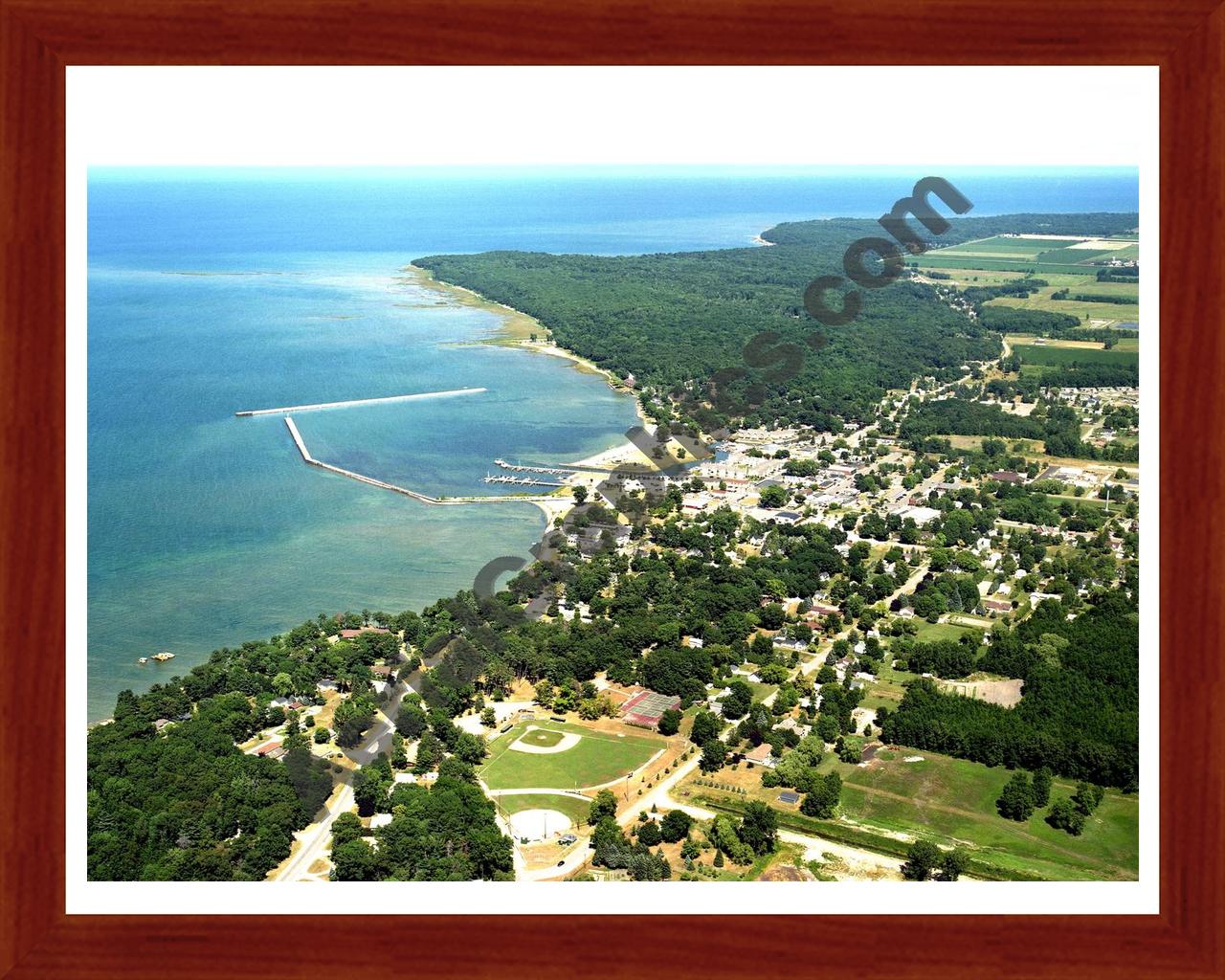 Aerial image of [5900] Port Austin in Huron, MI with Cherry Wood frame