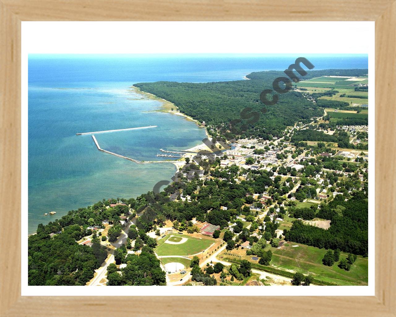 Aerial image of [5900] Port Austin in Huron, MI with Natural Wood frame