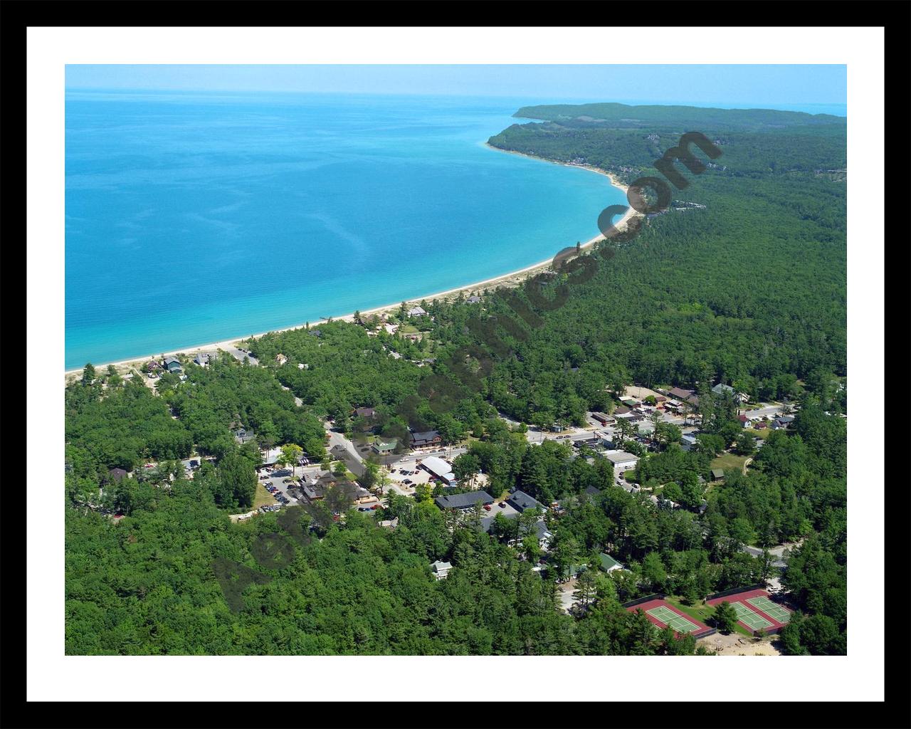 Aerial image of [5901] Glen Arbor in Leelanau, Mi with Black Metal frame