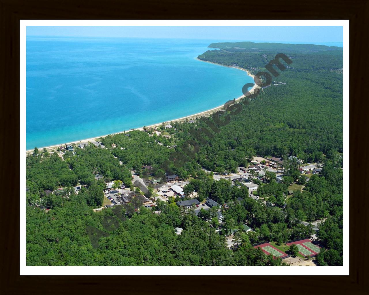 Aerial image of [5901] Glen Arbor in Leelanau, Mi with Black Wood frame