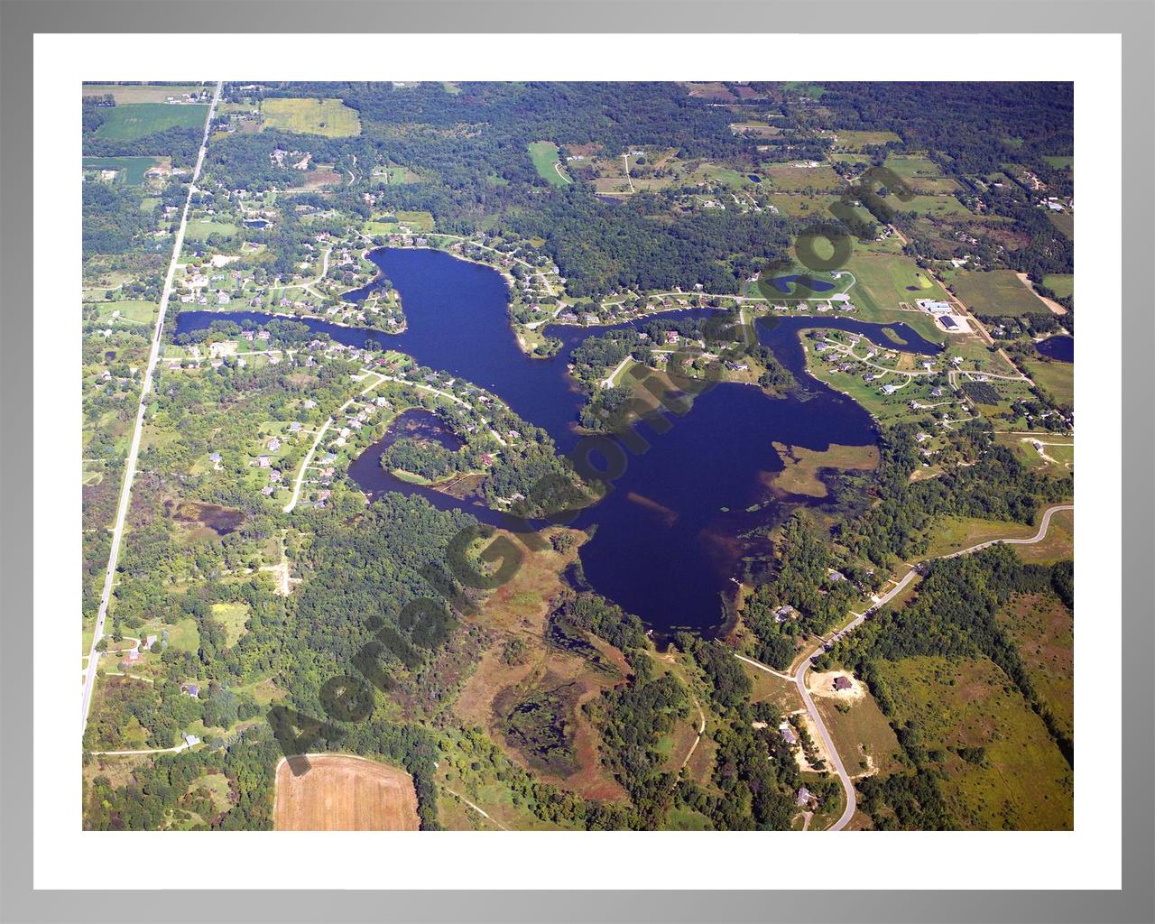 Aerial image of [5905] Leisure Lake in Shiawassee, Mi with Silver Metal frame