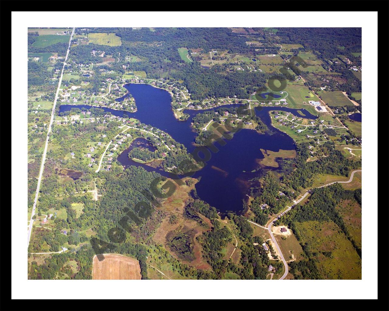 Aerial image of [5905] Leisure Lake in Shiawassee, Mi with Black Metal frame