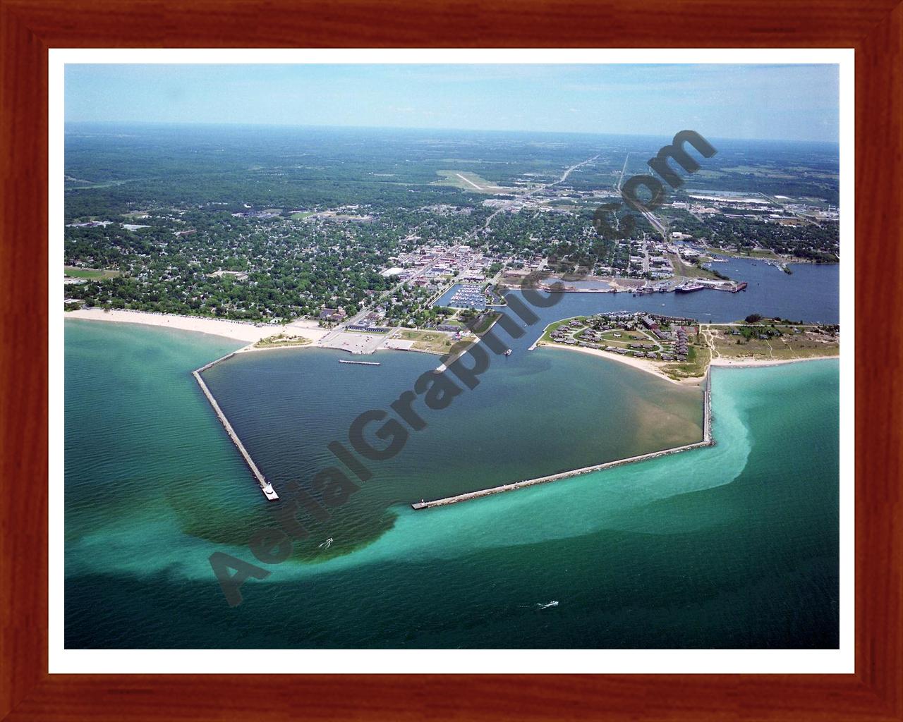 Aerial image of [5906] Ludington in Mason, MI with Cherry Wood frame