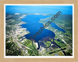 Aerial image of [5909] Muskegon Lake in Muskegon, MI with Natural Wood frame