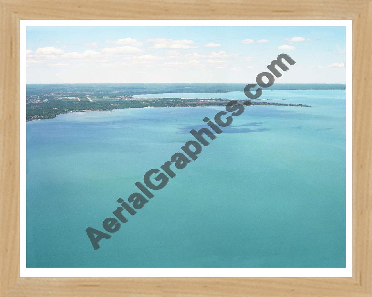 Aerial image of [5911] L'Anse Creuse Bay in Macomb, MI with Natural Wood frame