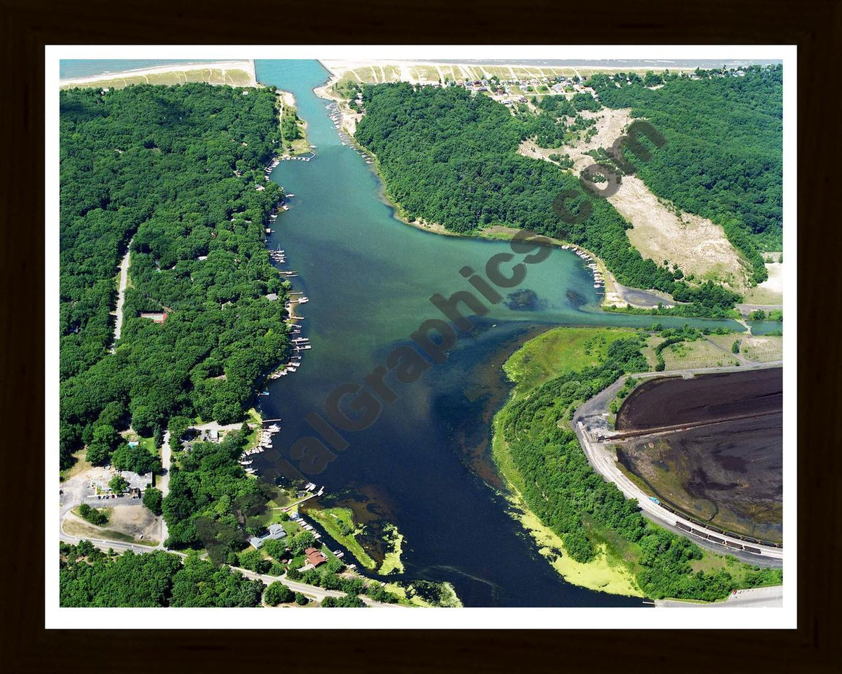 Aerial image of [5912] Pigeon Lake in Ottawa, MI with Black Wood frame